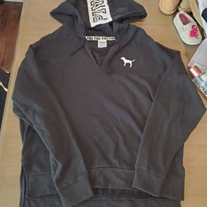 VS PINK Black Vneck Pullover Hoodie